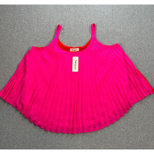 Impressions Shop Pink Pleated Tank Top Women's 1X Orange Swing Lined Adjustable